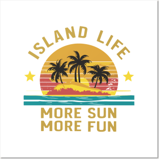 Retro Island Life More Sun More Fun Design Posters and Art